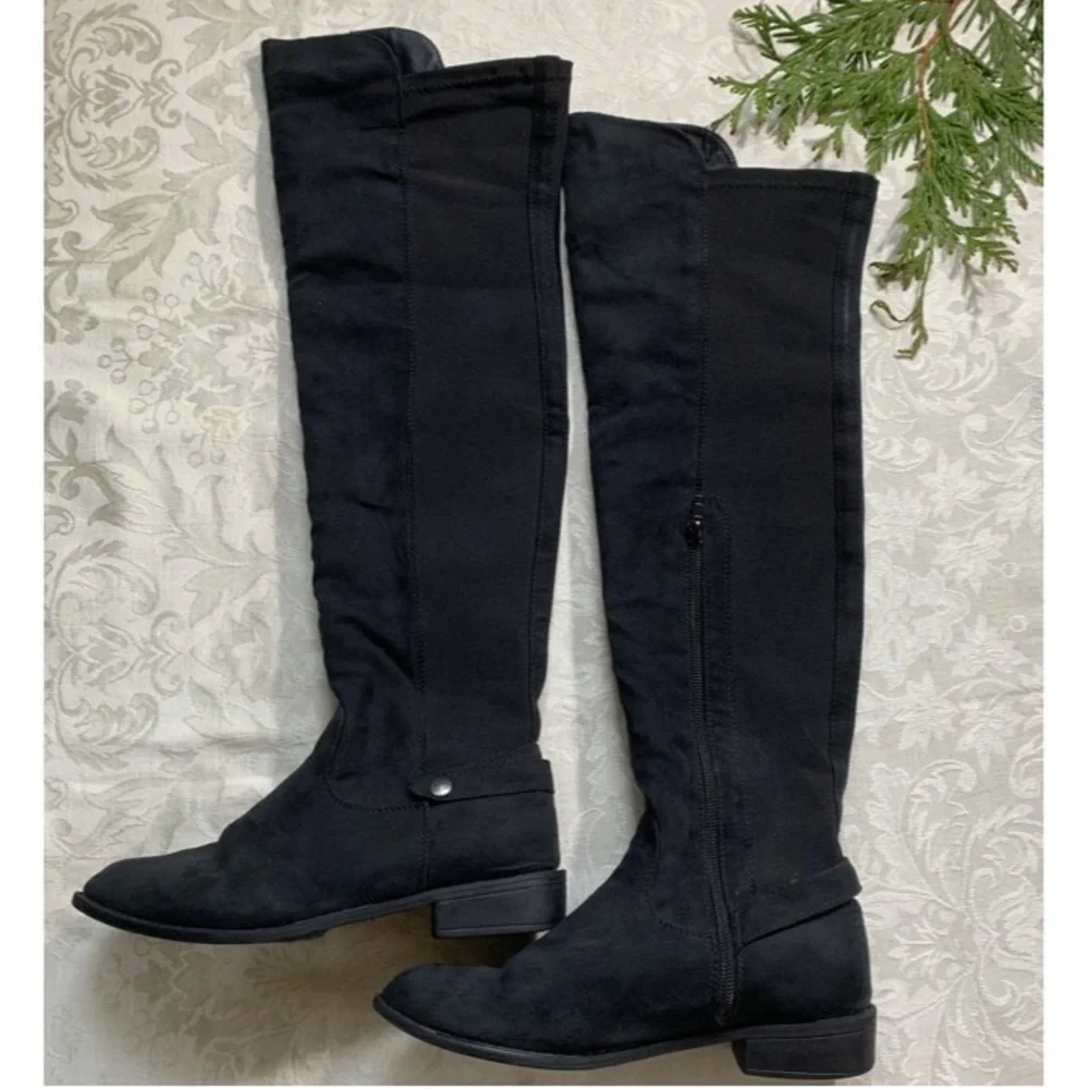 Diba Boots Meryl style, faux suede knee highs black boots Size 6